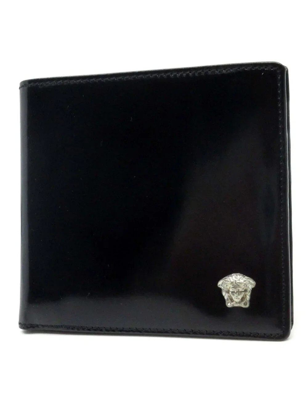 Versace Gianni Glass the Bifold Wallet Billfold Metal Medusa Black